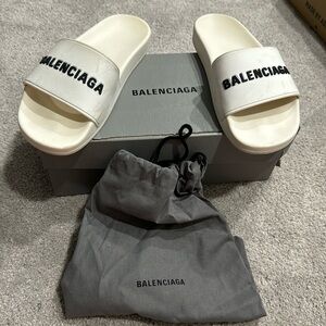 Balenciaga logo rubber slides with original box and dust bag